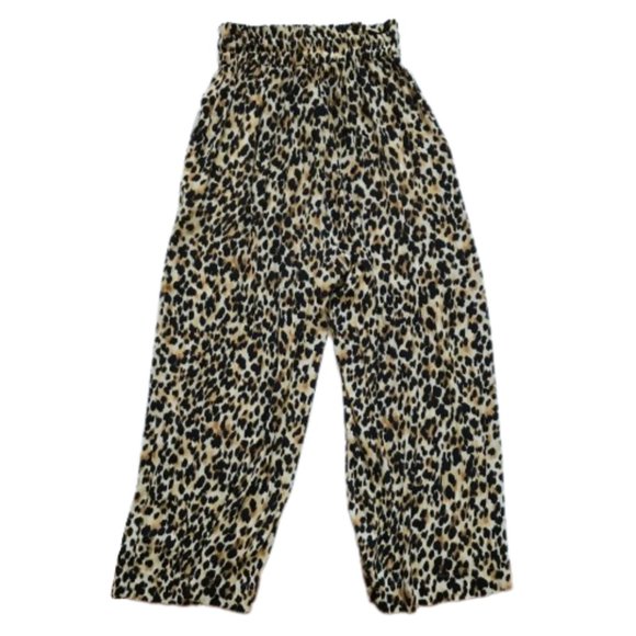 Suzie Winkle Tilio Trousers Pants Womens 34 XS Black Tan Leopard Print Wide Leg - Picture 4 of 12
